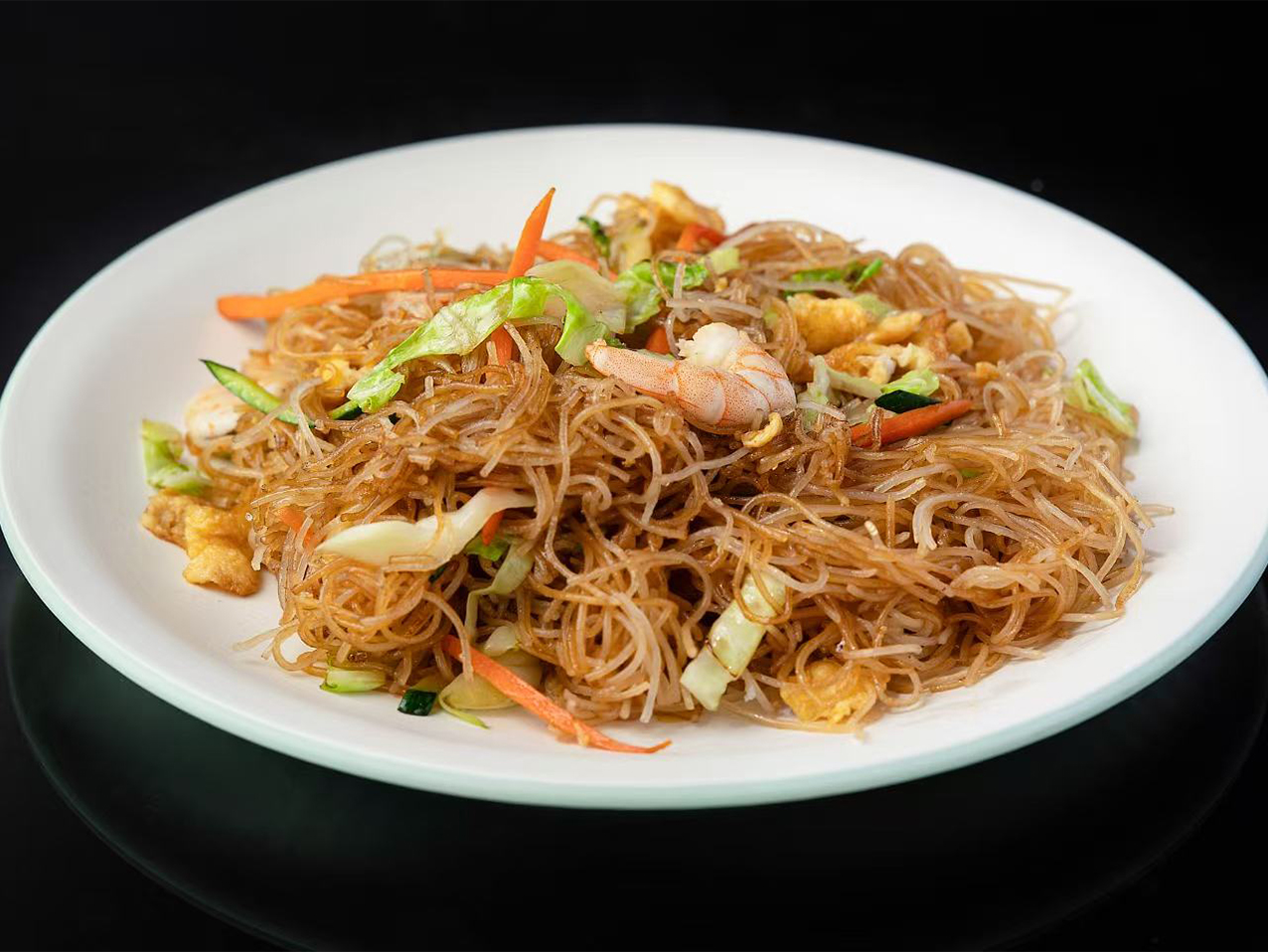 Fideos de arroz con gambas